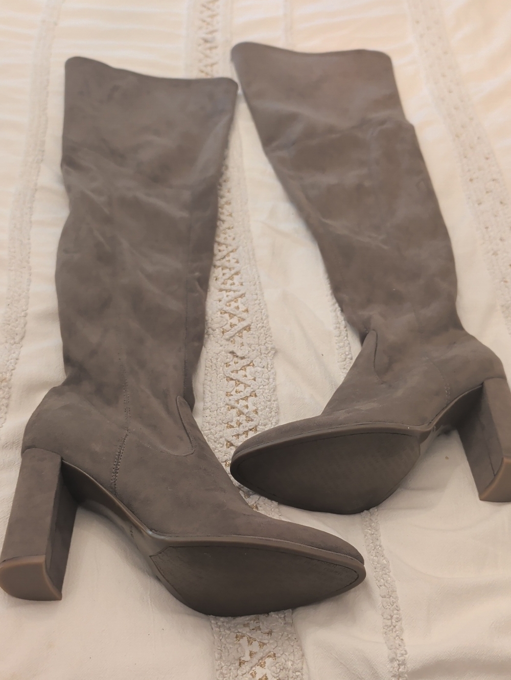 Marc Fisher Over-the-Knee Block Heel Boots in Taupe